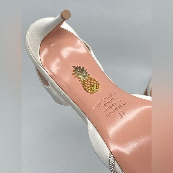 Aquazzura Gatsby 75 Crystal-Embellished Satin Pumps size 37 - Picture 16 of 16